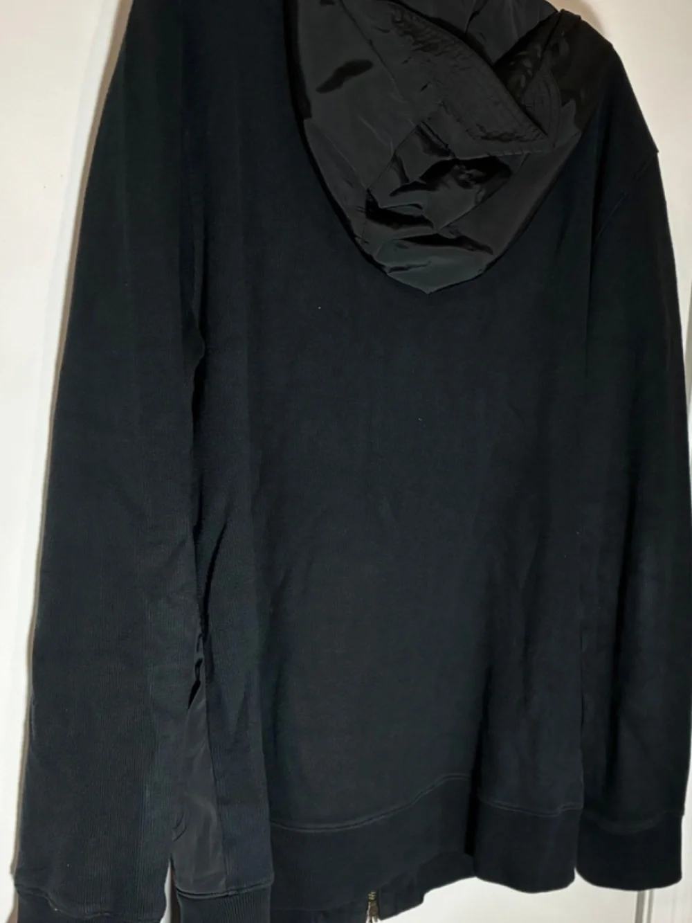 BANANA REPUBLIC MENS WINTER JACKET HOODIE BLACK FULL ZIP POCKETS SNAP SZ L KNIT